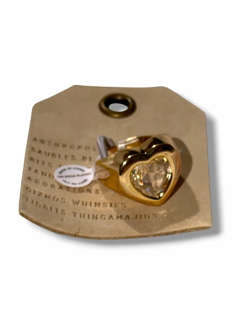 NWT Anthropologie Heart Stone Cocktail Ring